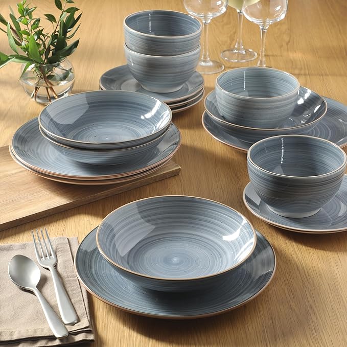 Ceramic Dinnerware Set – Plates and Bowls, Durable Ceramic Kitchen Dinner Set 16s